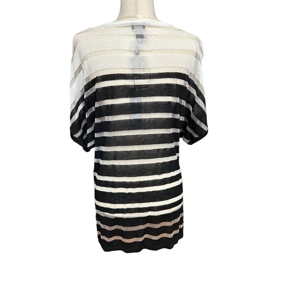 Chico's Shirt Size 0 Small NWT Travelers Stripe Dolman Top Black/White Oversized - Picture 4 of 15